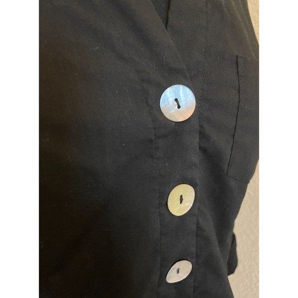 Studio V Black Button Up Fitted- Button Roll Sleeves -Sz M - Picture 3 of 10